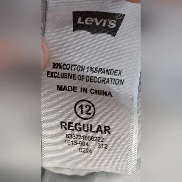 Levi's Skinny Adjustable Waist Stretch Denim Jeans Kids Girls Sz 12 NWT - Picture 9 of 10